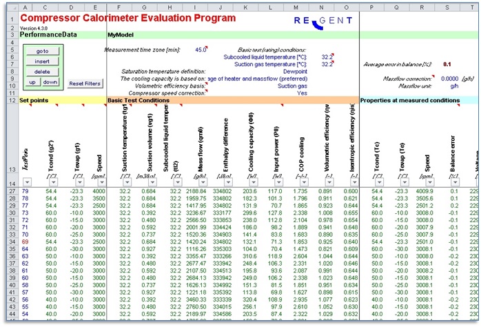 compressor calorimeter evaluation software